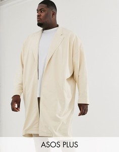 Трикотажная легкая oversize-куртка бежевого цвета ASOS DESIGN Plus-Бежевый