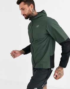 Куртка для бега цвета хаки New Balance Velocity-Зеленый