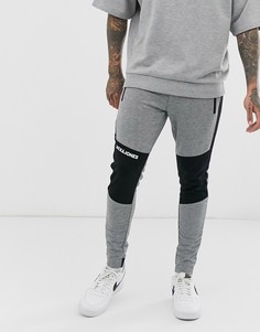 Светло-серые спортивные штаны в стиле колор блок Jack & Jones Intelligence-Серый