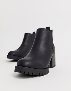 Черные ботинки челси на каблуке New Look-Черный