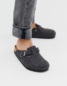 Черные фетровые мюли Birkenstock Boston-Черный