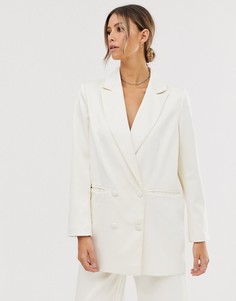 Двубортный свадебный пиджак из атласной ткани ASOS EDITION-Белый