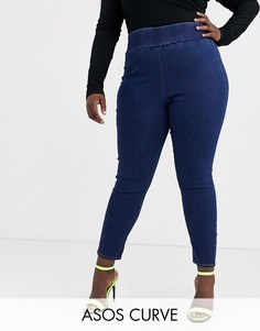 Джеггинсы с завышенной талией ASOS DESIGN Curve Rivington-Синий