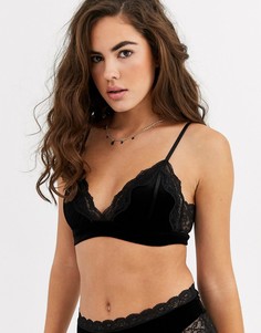 Черный бархатный бралетт Lindex Emelie