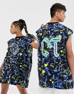 Майка в стиле унисекс с принтом в виде брызг краски Crooked Tongues Rave-Черный