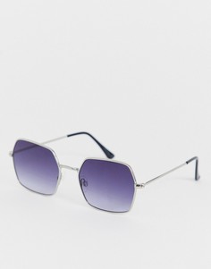 Квадратные солнцезащитные очки с серебристой оправой и градиентными стеклами Jeepers Peepers-Серебряный