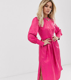 Приталенное платье миди из шелковистого жаккарда UNIQUE21-Розовый
