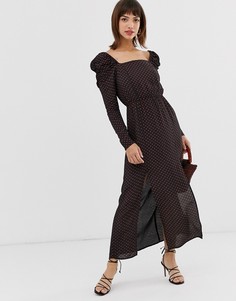 Черное платье макси с принтом River Island-Черный