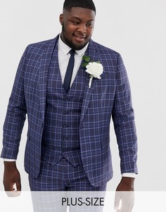 Синий пиджак в клетку River Island - Big & Tall