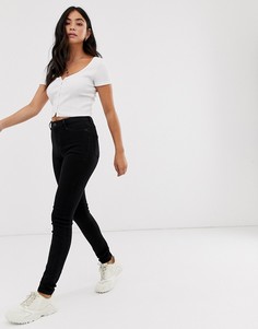 Черные супероблегающие джинсы с завышенной талией New Look-Черный цвет