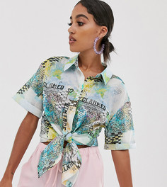 Свободная рубашка с завязкой и принтом Reclaimed Vintage inspired-Мульти