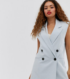 Голубой блейзер в винтажном стиле без рукавов ASOS DESIGN Petite