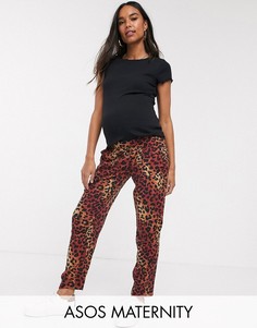 Широкие брюки с леопардовым принтом ASOS DESIGN Maternity-Мульти