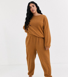 Свитшот и джоггеры для дома из искусственного меха ASOS DESIGN Curve-Коричневый