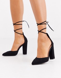 Черные туфли на блочном каблуке с завязкой вокруг щиколотки Glamorous-Черный цвет