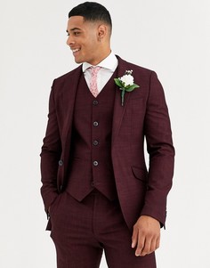 Приталенный пиджак винного цвета ASOS DESIGN wedding-Красный