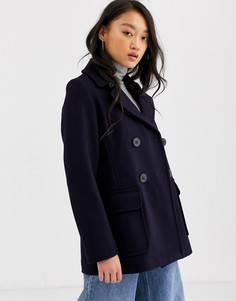 Двубортное пальто с добавлением шерсти Gloveral - Reefer-Темно-синий Gloverall