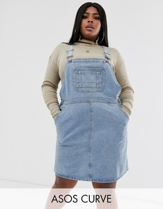Голубой джинсовый сарафан ASOS DESIGN Curve-Синий