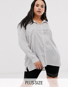 Эксклюзивная атласная oversize-рубашка в горошек Missguided Plus-Мульти