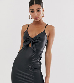 Черное платье мини из искусственной кожи с узлом Missguided-Черный