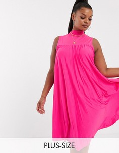Розовое плиссированное платье с халтером River Island Plus-Розовый