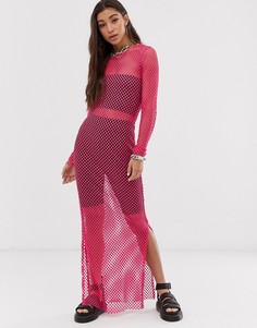 Неоновое сетчатое платье макси New Girl Order-Розовый
