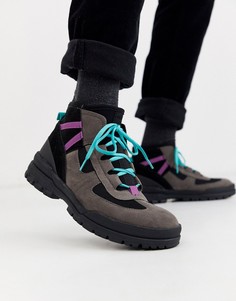 Серые походные ботинки на шнуровке ASOS DESIGN-Серый