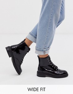Черные походные ботинки на шнуровке New Look Wide Fit-Черный