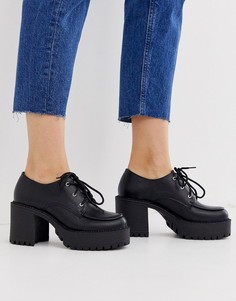 Черные туфли со шнуровкой на массивной подошве и каблуке Truffle Collection-Черный