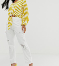 Белые джинсы в винтажном стиле с рваной отделкой River Island Petite-Белый