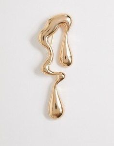 Золотистая брошь с абстрактным дизайном в виде капли краски ASOS DESIGN-Золотой