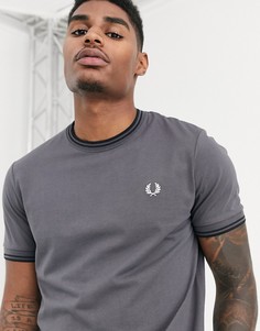 Серая футболка с контрастной отделкой Fred Perry-Серый