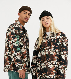 Свободная куртка с камуфляжным принтом COLLUSION Unisex-Коричневый