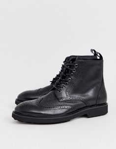 Черные кожаные ботинки-броги Office-Черный