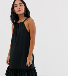Черное платье мини с лямкой через шею Vero Moda Petite-Черный