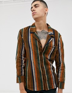 Рубашка цвета ржавчины в полоску с длинными рукавами  Sacred Hawk-Оранжевый