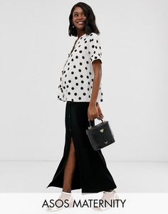 Юбка макси на пуговицах с разрезом ASOS DESIGN Maternity-Черный