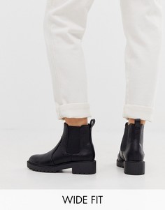 Черные массивные ботинки челси New Look Wide Fit-Черный