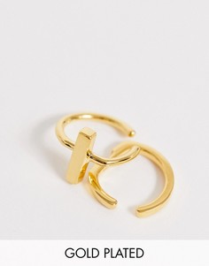 Набор из 2 позолоченных каффов Astrid & Miyu-Золотой