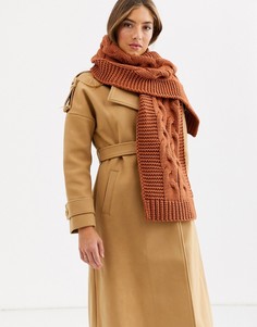 Коричневый вязаный oversize-шарф Accessorize - Bea-Светло-коричневый