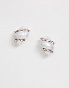 Серьги с искусственным пресноводным жемчугом и стразами ASOS DESIGN-Розовый