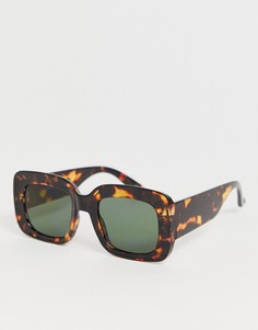 Квадратные солнцезащитные очки в черепаховой оправе ASOS DESIGN-Коричневый