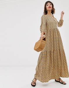 Свободное платье макси с принтом листьев Y.A.S-Мульти