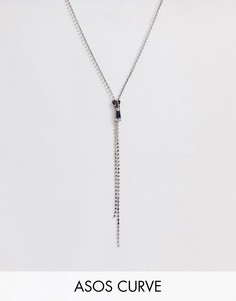 Серебристое ожерелье с бегунком и стразами ASOS DESIGN Curve-Серебряный