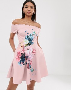 Короткое приталенное платье с принтом Ted Baker - Sirenta (raspberry ripple)-Розовый
