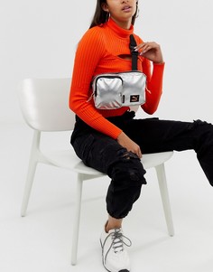 Серебристая сумка-кошелек на пояс с эффектом металлик Puma Techsports-Черный