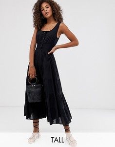Платье миди на пуговицах с эластичным поясом Y.A.S Tall-Черный