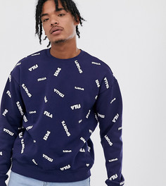 Темно-синий свитшот со сплошным принтом Fila Method эксклюзивно для ASOS