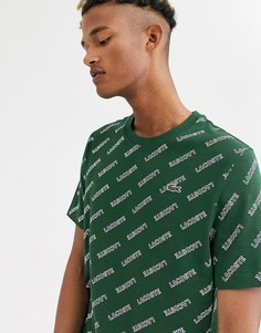 Зеленая футболка со сплошным принтом логотипа Lacoste L!VE-Зеленый