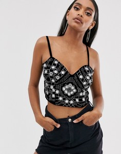Бархатный бралетт с отделкой ASOS DESIGN-Черный